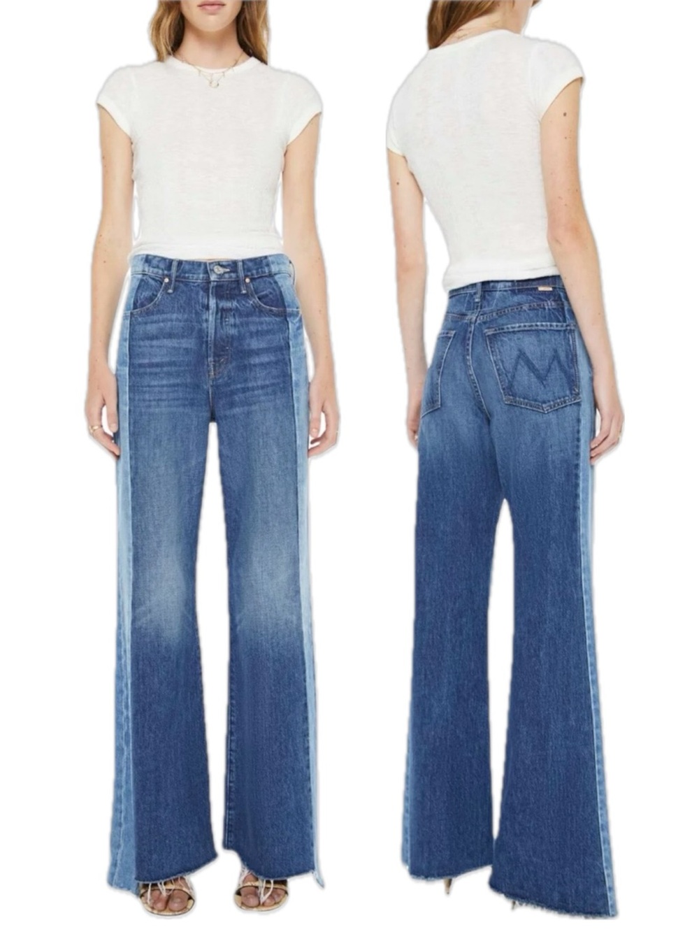 MOTHER ✨ High Waisted Tux Sidestepper Flare Double Take Two Tone Colorblock 24 - Picture 16 of 16